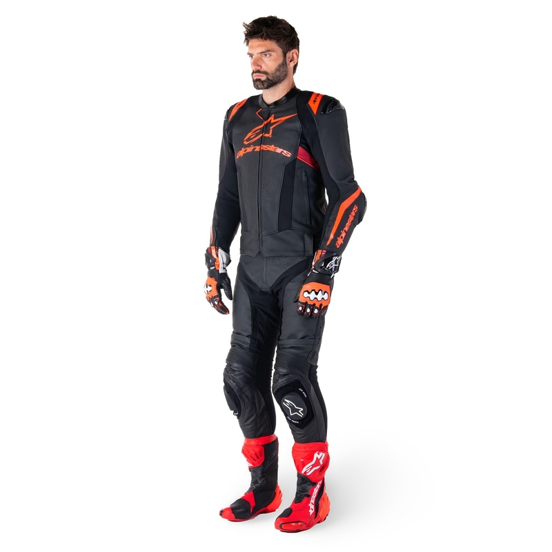 Alpinestars Missile 3 Ignition Black-Fluo Red-Dark Red ādas motocikla jaka
