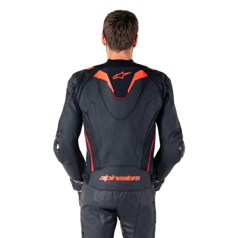 Alpinestars Missile 3 Ignition Black-Fluo Red-Dark Red ādas motocikla jaka