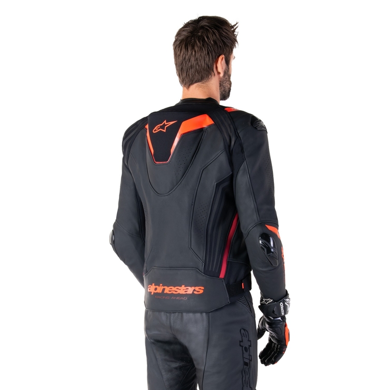 Alpinestars Missile 3 Ignition Black-Fluo Red-Dark Red ādas motocikla jaka