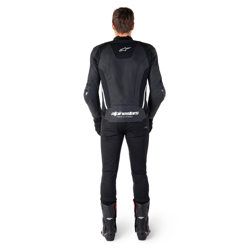 Alpinestars Missile 3 melnā un baltā ādas motocikla jaka