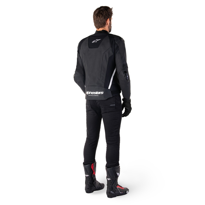 Alpinestars Missile 3 melnā un baltā ādas motocikla jaka