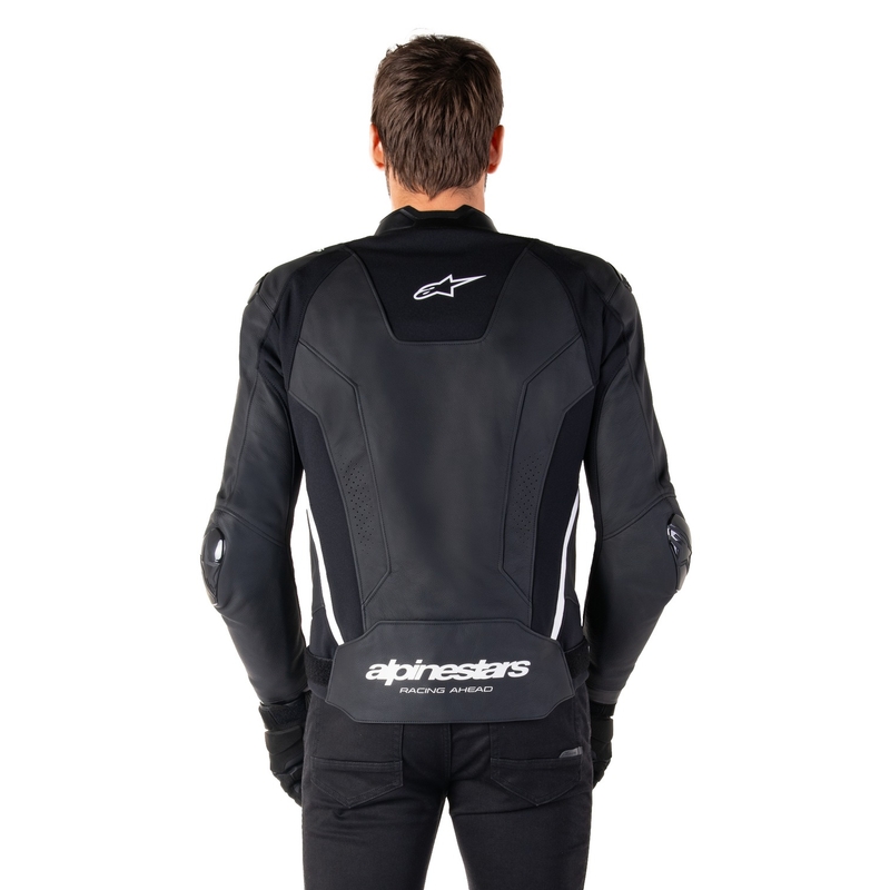 Alpinestars Missile 3 melnā un baltā ādas motocikla jaka