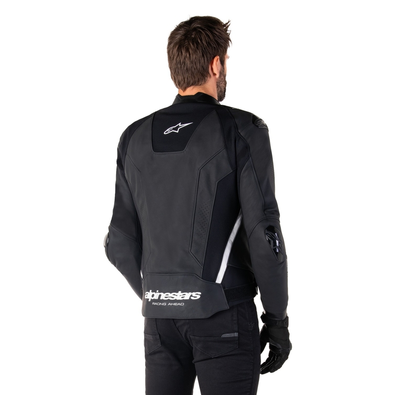 Alpinestars Missile 3 melnā un baltā ādas motocikla jaka