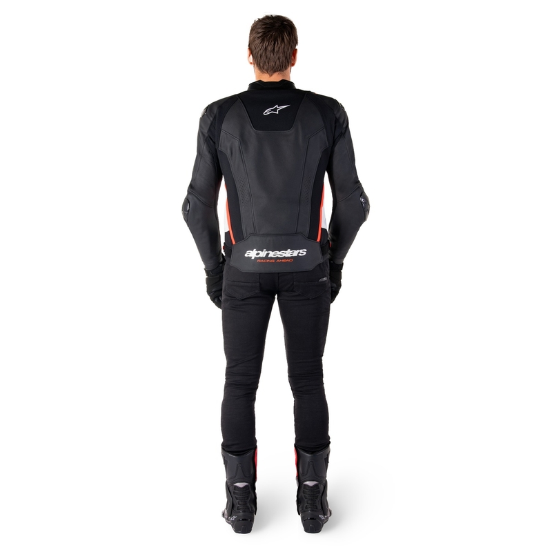 Alpinestars Missile 3 Black-White-Fluo Red ādas motocikla jaka