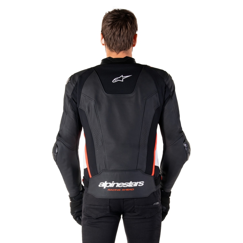Alpinestars Missile 3 Black-White-Fluo Red ādas motocikla jaka