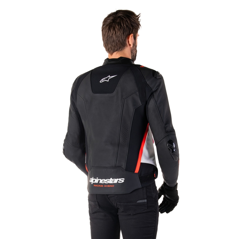 Alpinestars Missile 3 Black-White-Fluo Red ādas motocikla jaka