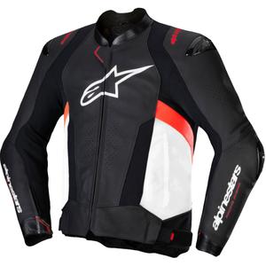 Alpinestars Missile 3 Black-White-Fluo Red ādas motocikla jaka