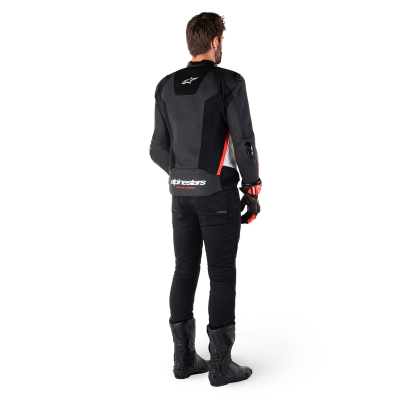 Alpinestars Missile 3 Airflow Black-White-Fluo Red ādas motocikla jaka
