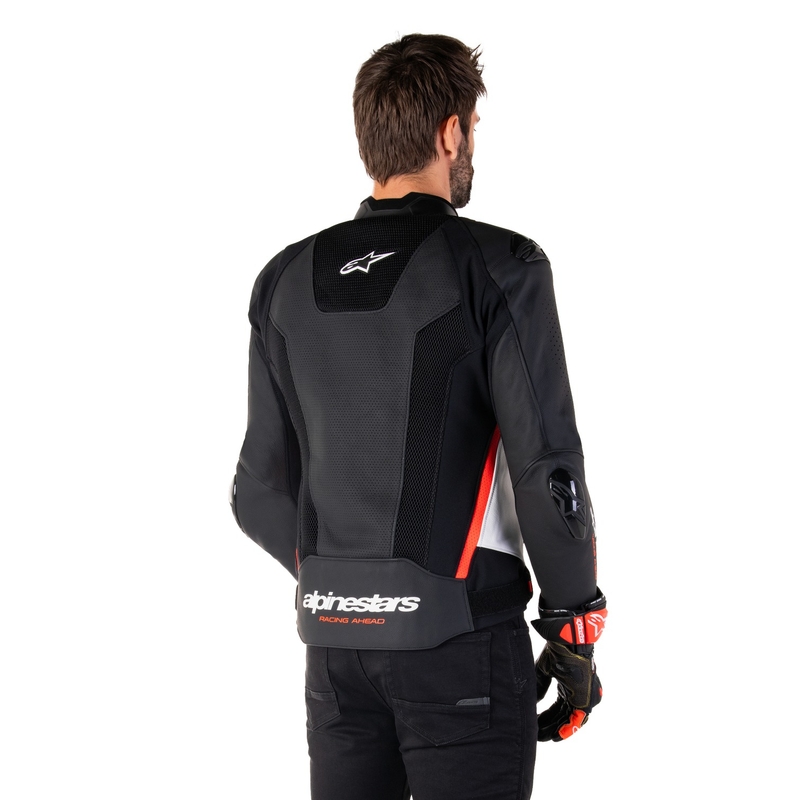 Alpinestars Missile 3 Airflow Black-White-Fluo Red ādas motocikla jaka