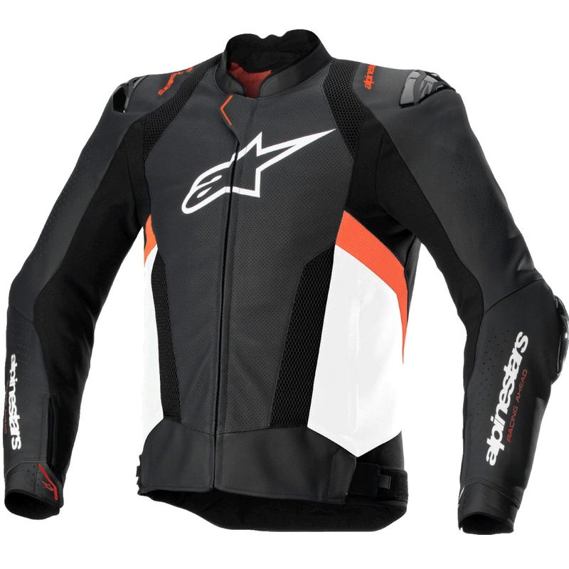 Alpinestars Missile 3 Airflow Black-White-Fluo Red ādas motocikla jaka