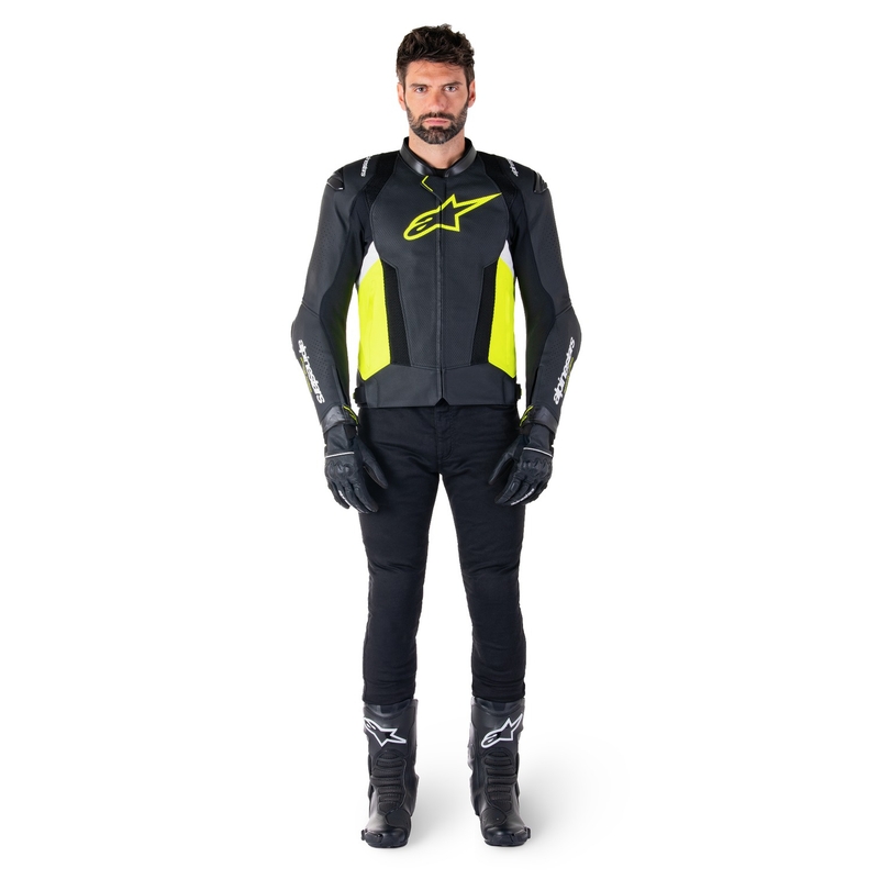 Alpinestars Missile 3 Airflow Black-Fluo Yellow-White ādas motocikla jaka