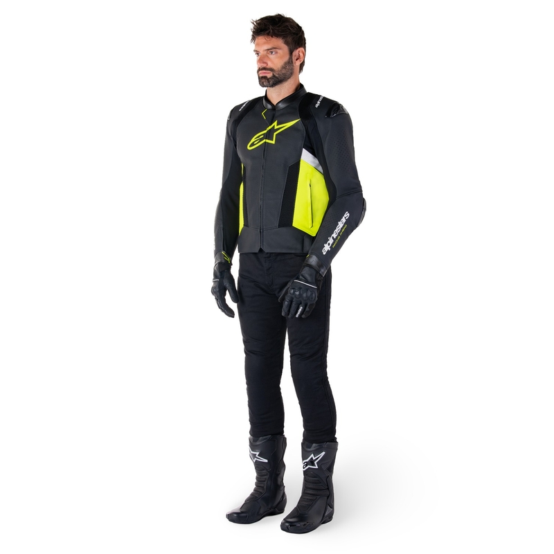 Alpinestars Missile 3 Airflow Black-Fluo Yellow-White ādas motocikla jaka