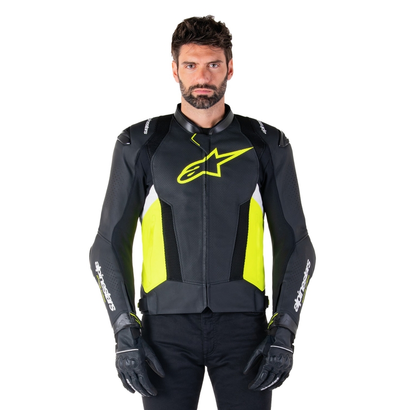 Alpinestars Missile 3 Airflow Black-Fluo Yellow-White ādas motocikla jaka