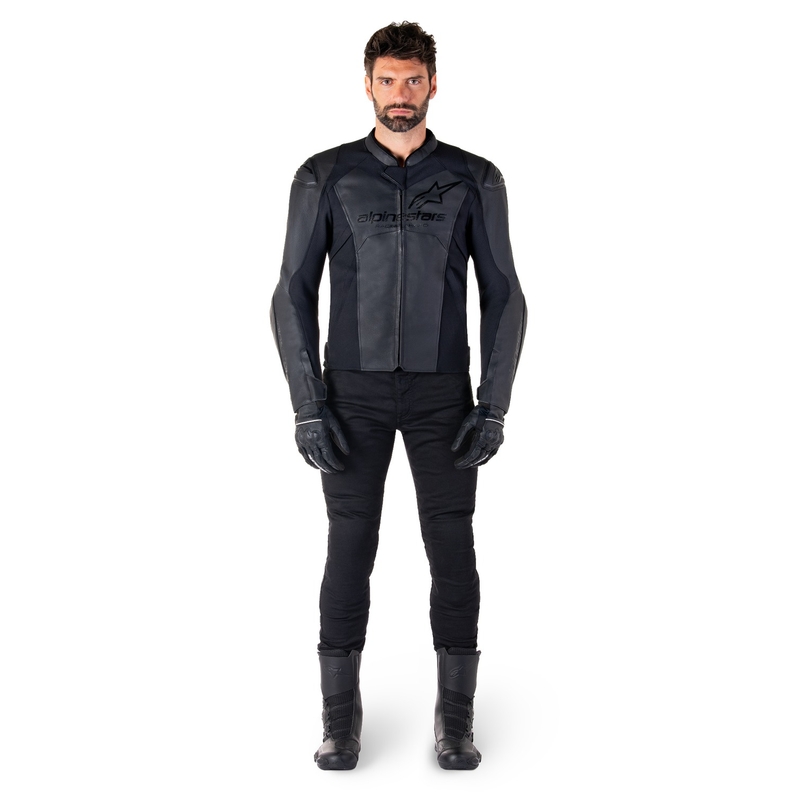 Alpinestars Faster 3 Black ādas motocikla jaka