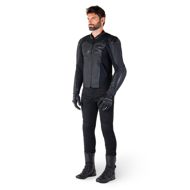 Alpinestars Faster 3 Black ādas motocikla jaka