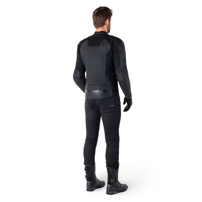 Alpinestars Faster 3 Black ādas motocikla jaka