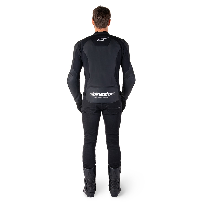 Alpinestars Faster 3 melnā un baltā ādas motocikla jaka