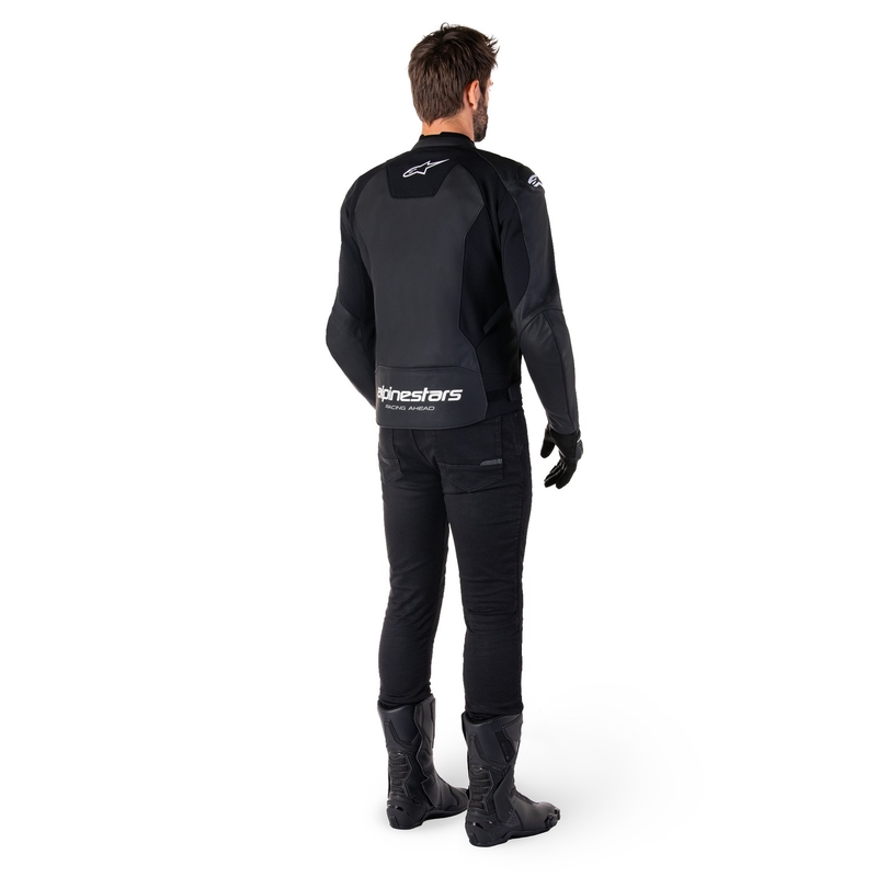 Alpinestars Faster 3 melnā un baltā ādas motocikla jaka