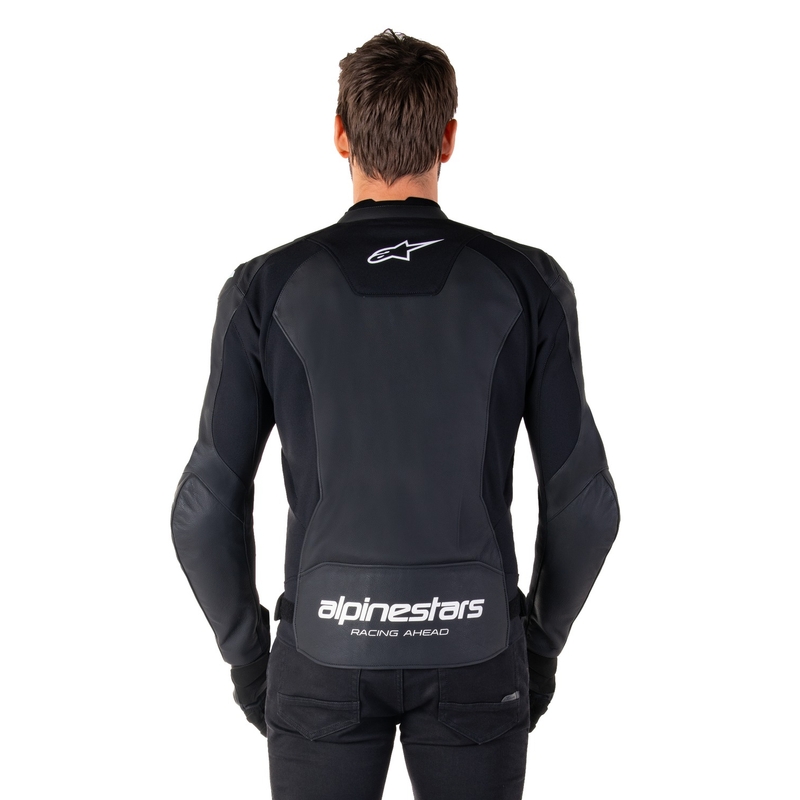 Alpinestars Faster 3 melnā un baltā ādas motocikla jaka