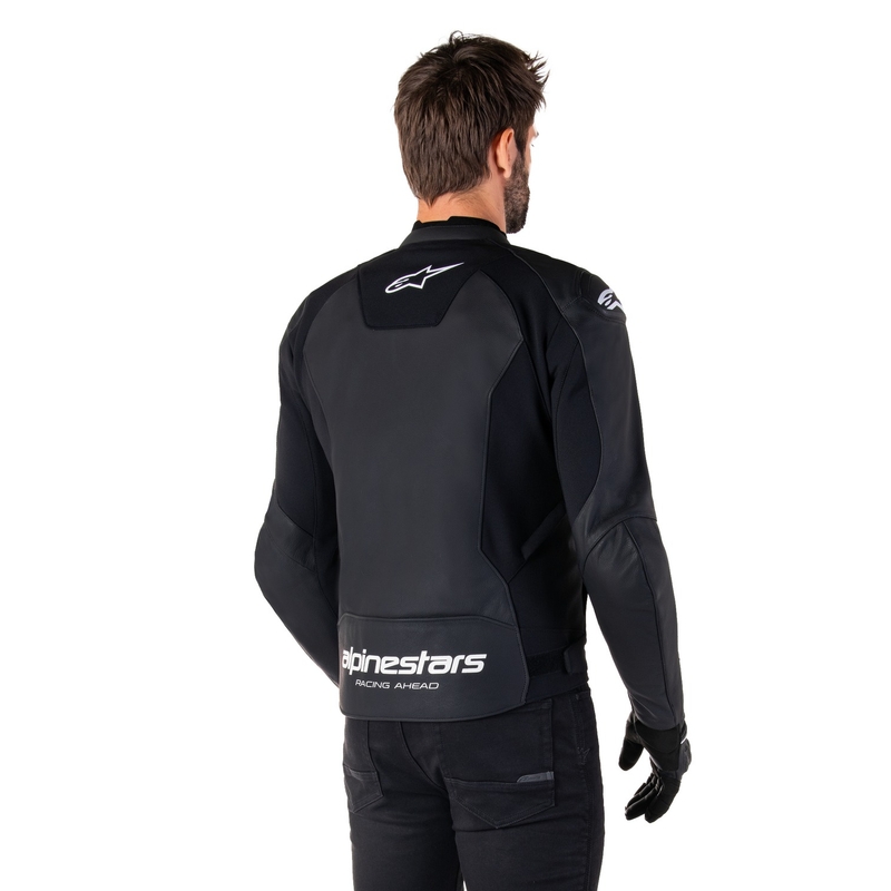 Alpinestars Faster 3 melnā un baltā ādas motocikla jaka