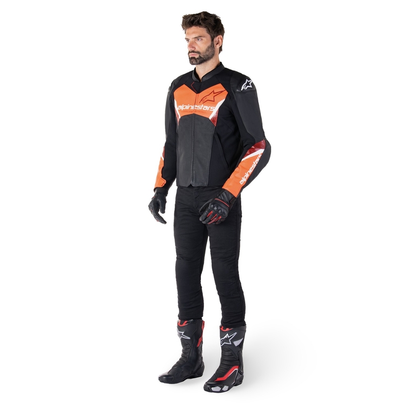 Alpinestars Faster 3 Airflow Black-Fluo Red ādas motocikla jaka
