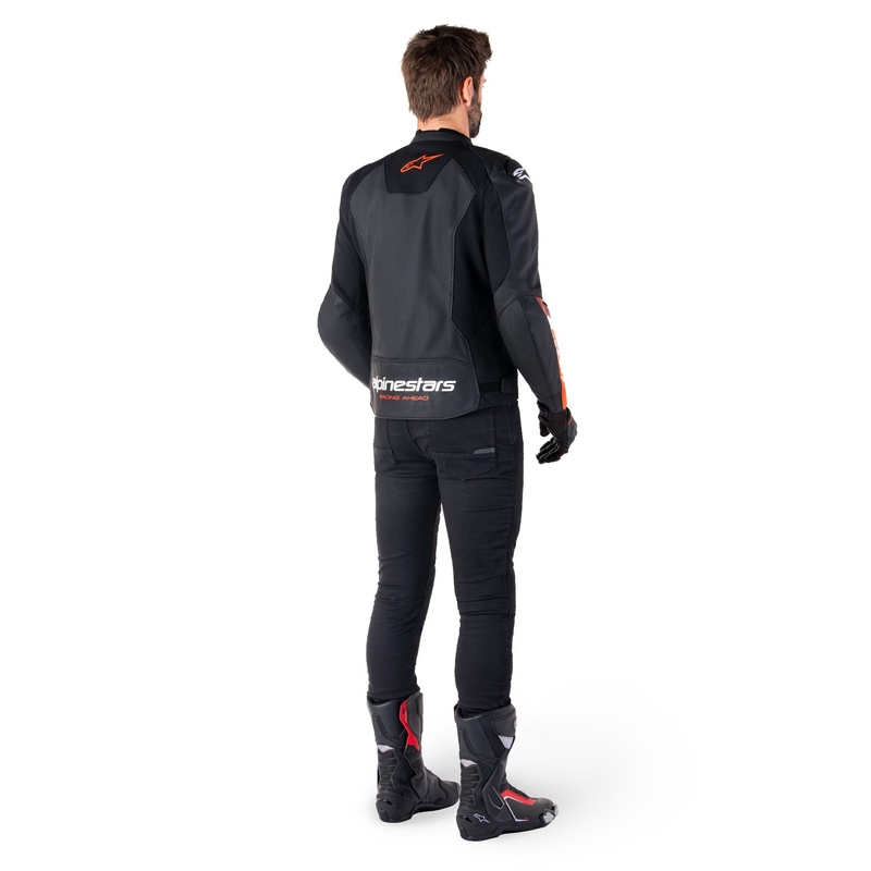 Alpinestars Faster 3 Airflow Black-Fluo Red ādas motocikla jaka