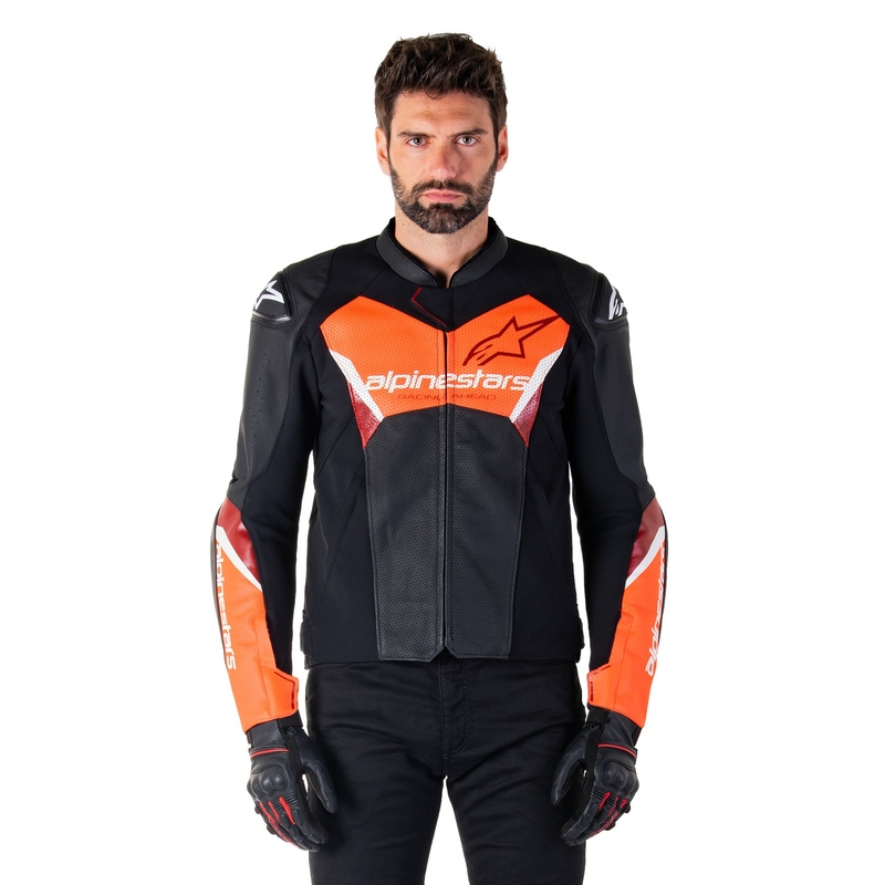 Alpinestars Faster 3 Airflow Black-Fluo Red ādas motocikla jaka