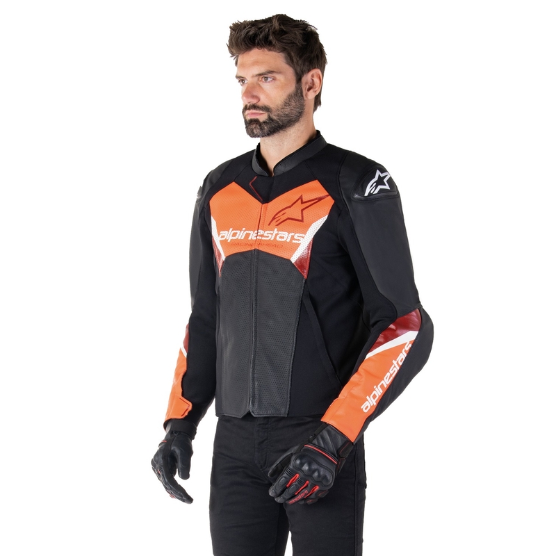 Alpinestars Faster 3 Airflow Black-Fluo Red ādas motocikla jaka