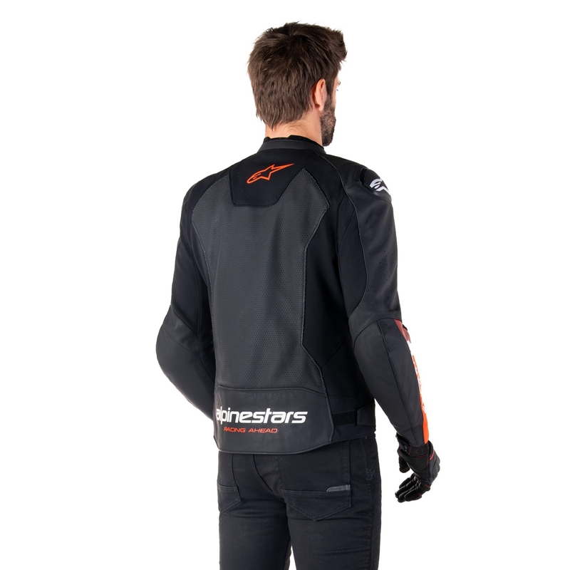 Alpinestars Faster 3 Airflow Black-Fluo Red ādas motocikla jaka
