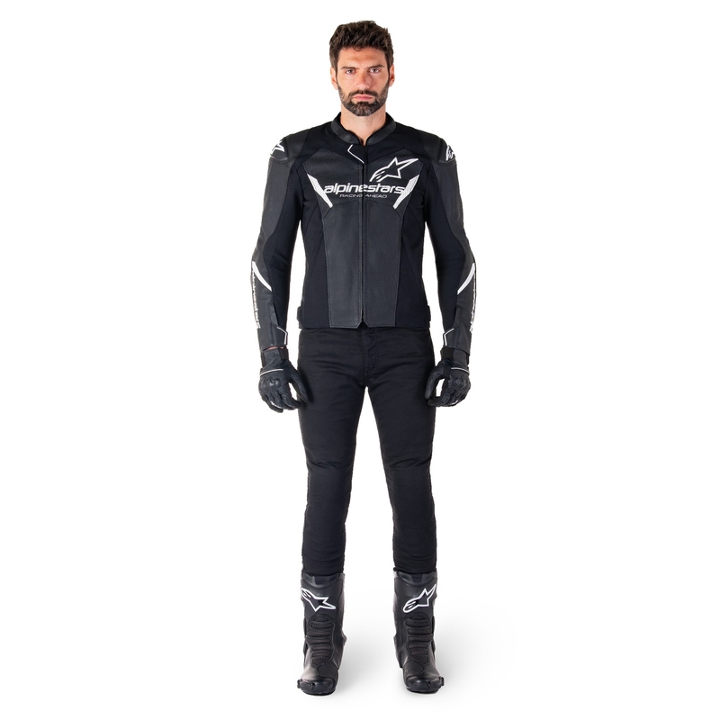 Alpinestars Faster 3 Airflow Black and White ādas motocikla jaka