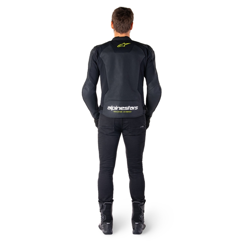 Alpinestars Faster 3 Airflow Black-White-Fluo Yellow ādas motocikla jaka