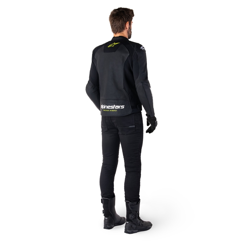 Alpinestars Faster 3 Airflow Black-White-Fluo Yellow ādas motocikla jaka