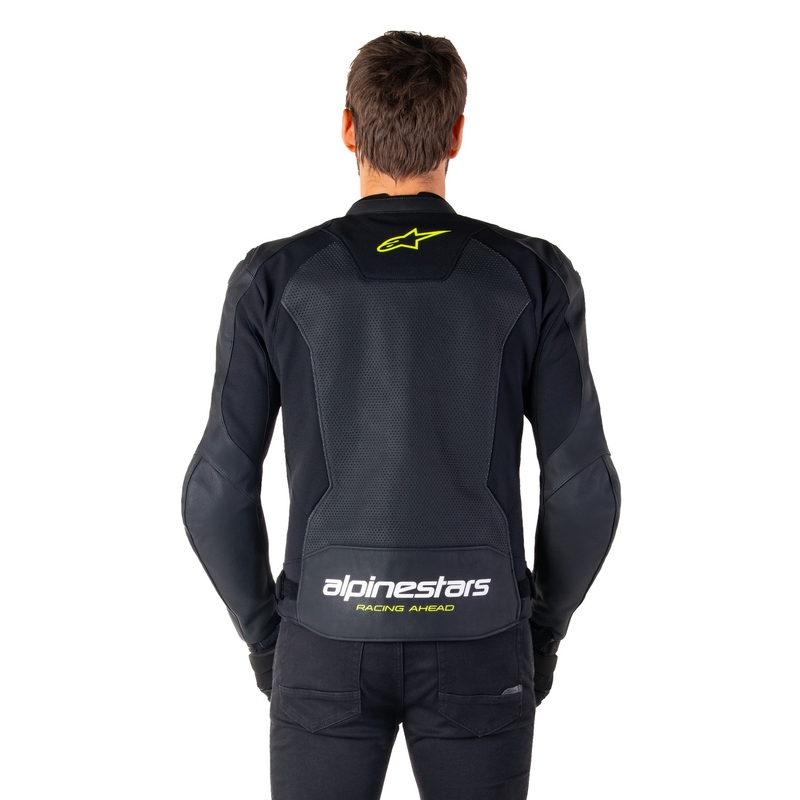 Alpinestars Faster 3 Airflow Black-White-Fluo Yellow ādas motocikla jaka
