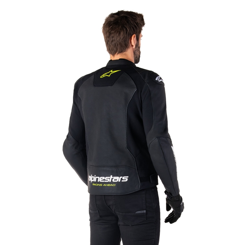 Alpinestars Faster 3 Airflow Black-White-Fluo Yellow ādas motocikla jaka