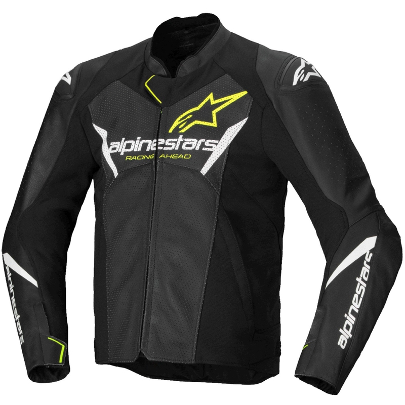 Alpinestars Faster 3 Airflow Black-White-Fluo Yellow ādas motocikla jaka
