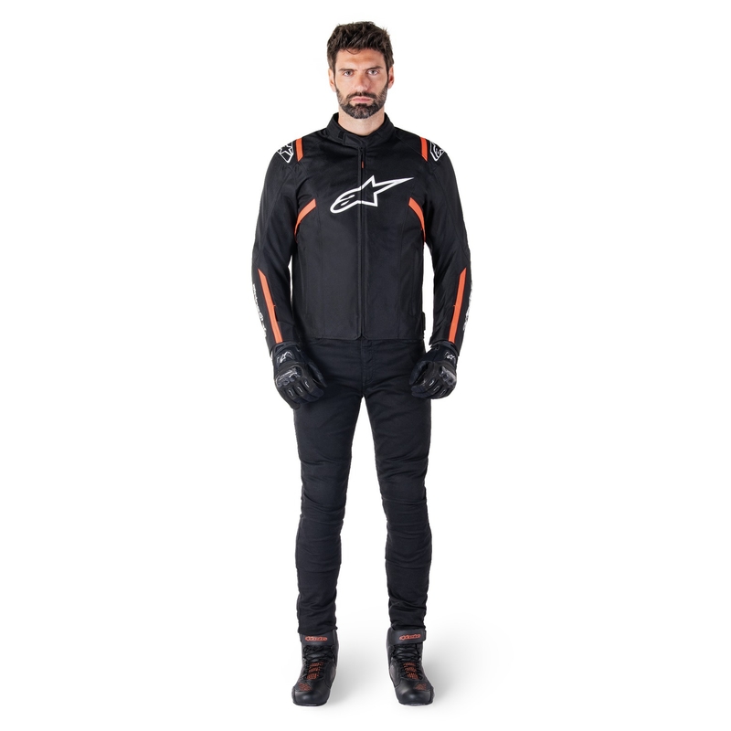 Alpinestars T-SPS 2 ūdensnecaurlaidīga melns-balts-fluo sarkans motocikla jaka