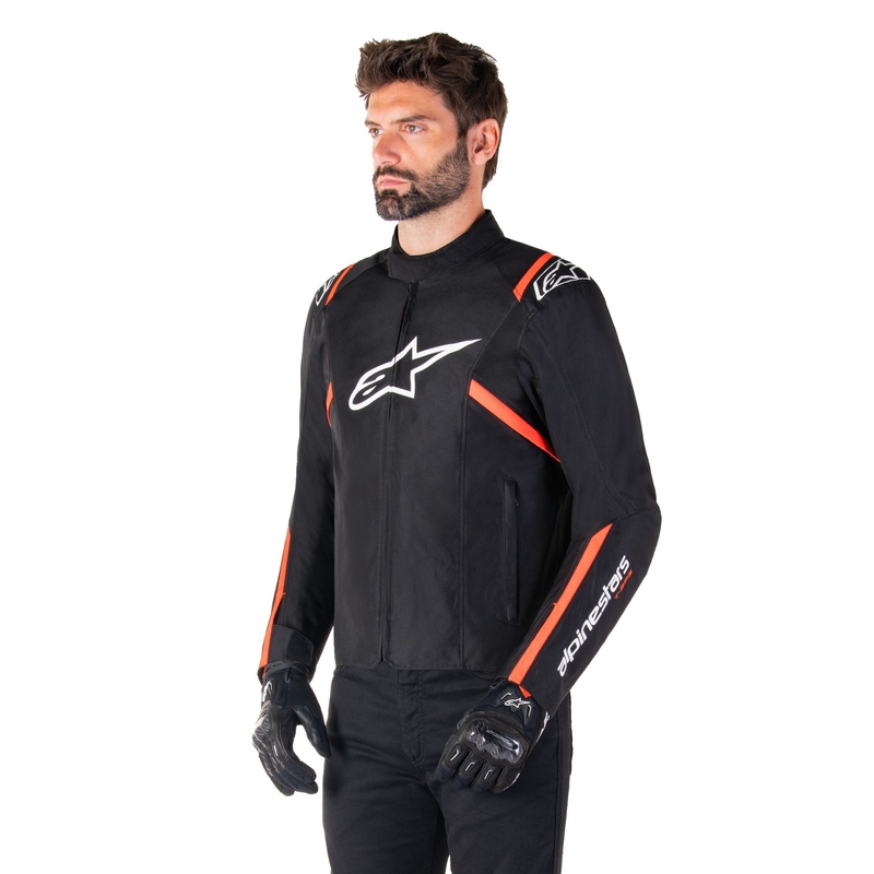 Alpinestars T-SPS 2 ūdensnecaurlaidīga melns-balts-fluo sarkans motocikla jaka
