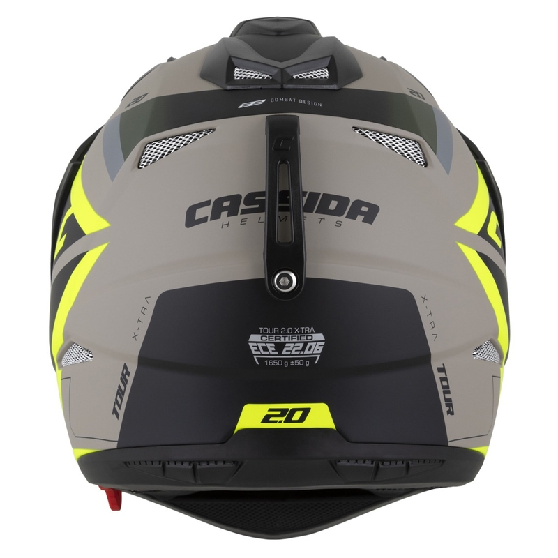 Enduro ķivere Cassida Tour 2.0 X-tra matēta smilšu-fluo dzeltenā-zaļā-melnā krāsā