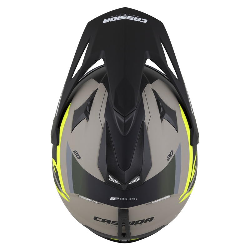 Enduro ķivere Cassida Tour 2.0 X-tra matēta smilšu-fluo dzeltenā-zaļā-melnā krāsā