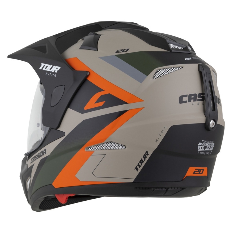 Enduro ķivere Cassida Tour 2.0 X-tra matēta smilšu-oranžu-zaļa-melna