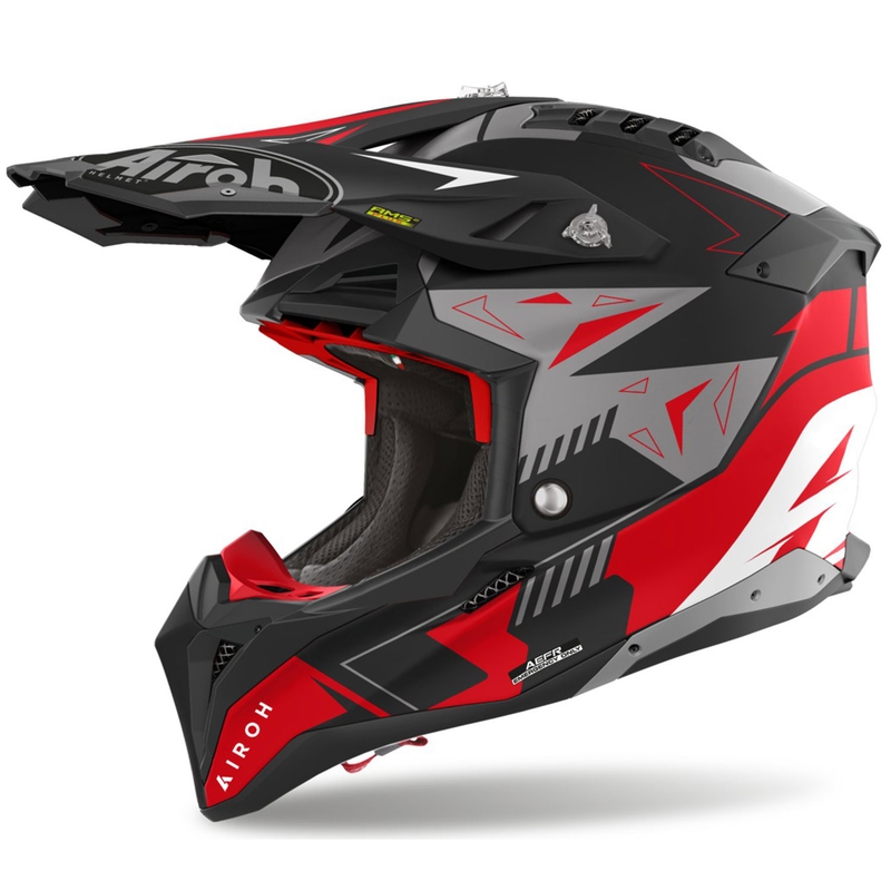 Motokrosa ķivere Airoh Aviator 3 Spin sarkana matēta