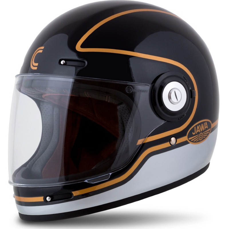Integrēta moto ķivere Cassida Fibre Jawa Sport melna-sudraba-zeltena