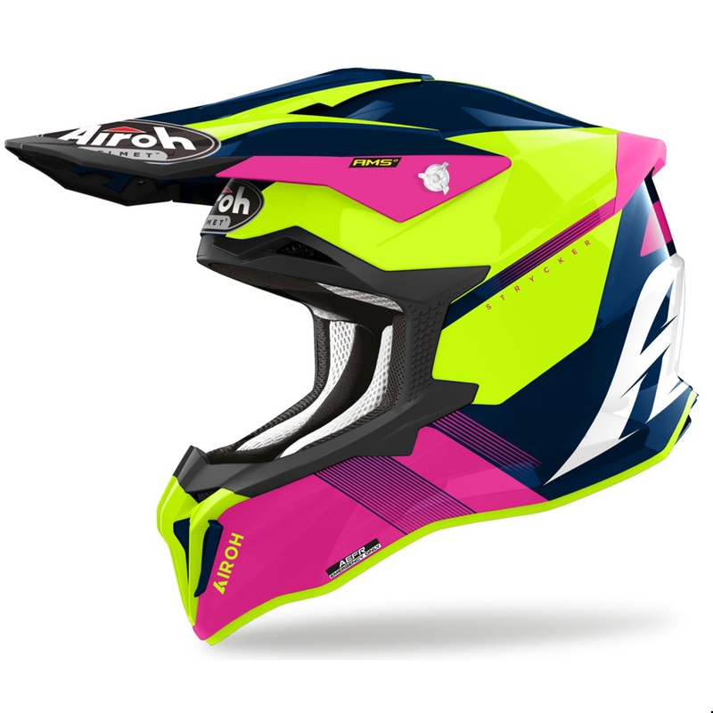 Motokrosová helma Airoh Strycker Blazer modro-růžová výprodej