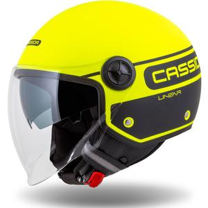 Cassida Handy Plus Linear fluo dzelteni melna atvērta moto ķivere