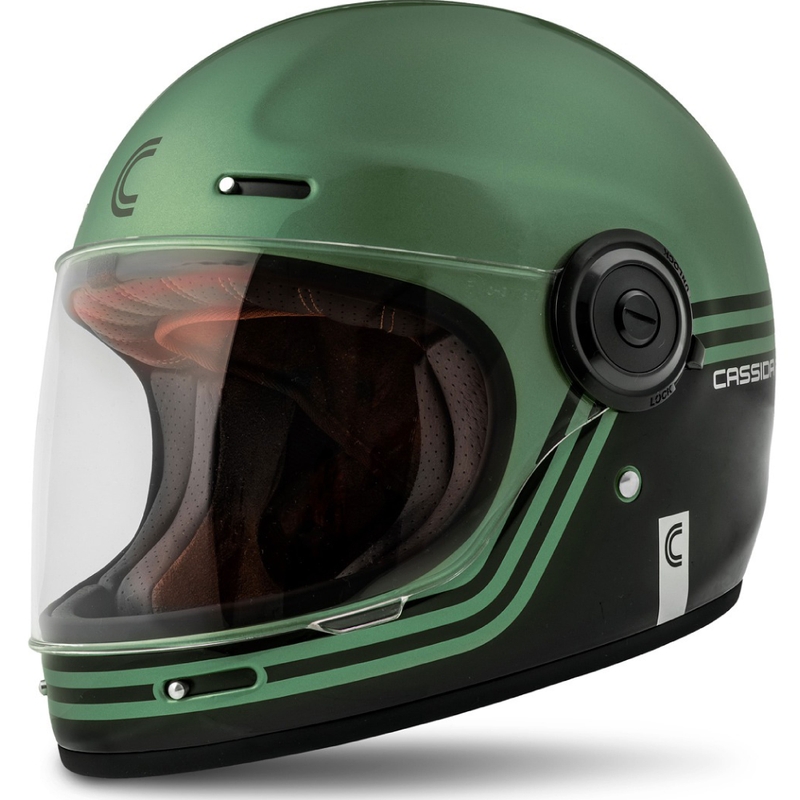 Cassida Fibre Super Hooligan Melnā-zaļā integrālā motociklu ķivere izpārdošana