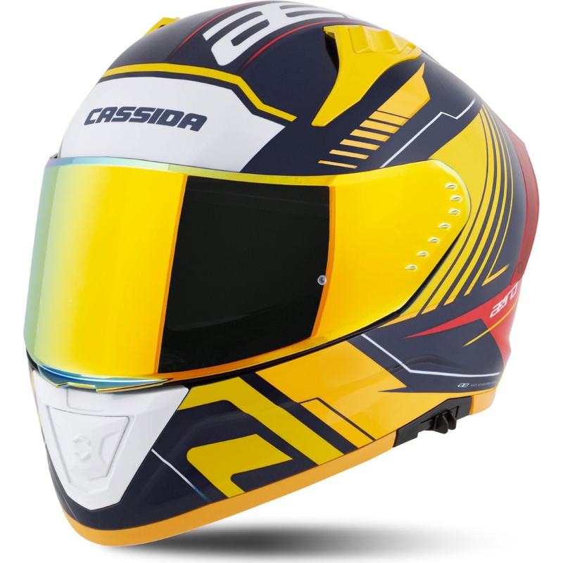 Cassida Aero Drome integrālā motociklu ķivere zili-fluo dzeltena-oranža-arkanā-siltā-zilā-balta