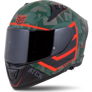 Cassida Aero ATCK camo zaļa-melna-pelēka-oranža integrālā motocikla ķivere