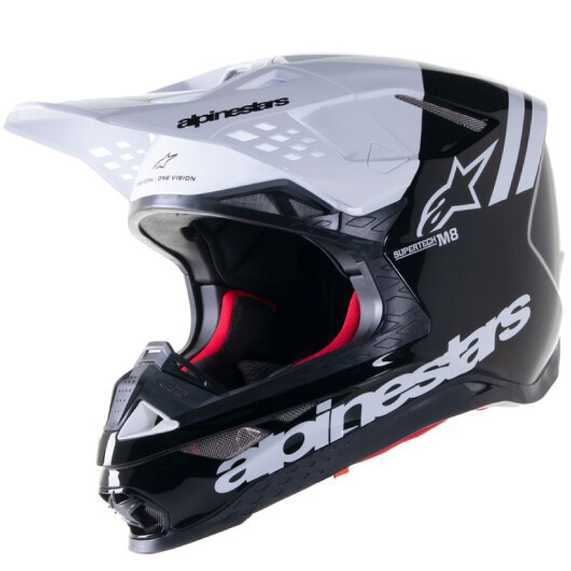 Alpinestars Supertech S-M8 Radium 2 motokrosa ķivere melnā un baltā krāsā