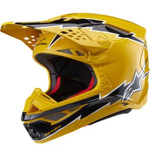 Alpinestars Supertech S-M10 Ampress motokrosa ķivere melnā un dzeltenā krāsā