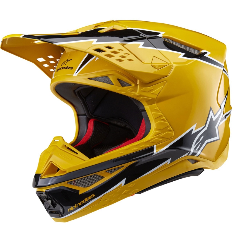 Alpinestars Supertech S-M10 Ampress motokrosa ķivere melnā un dzeltenā krāsā